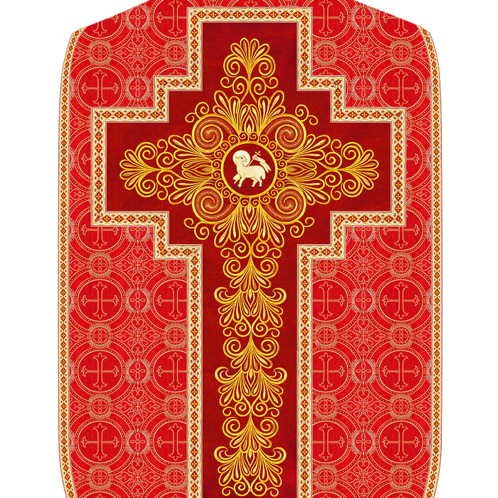 Roman Chasuble Vestment enriched With Coloured Braids and Trims