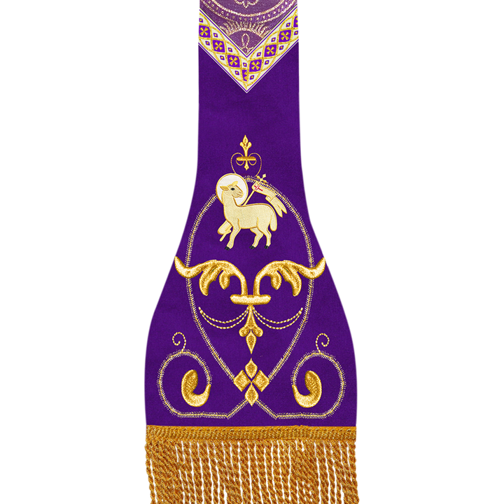 Liturgical Roman stole with Embroidered Trims