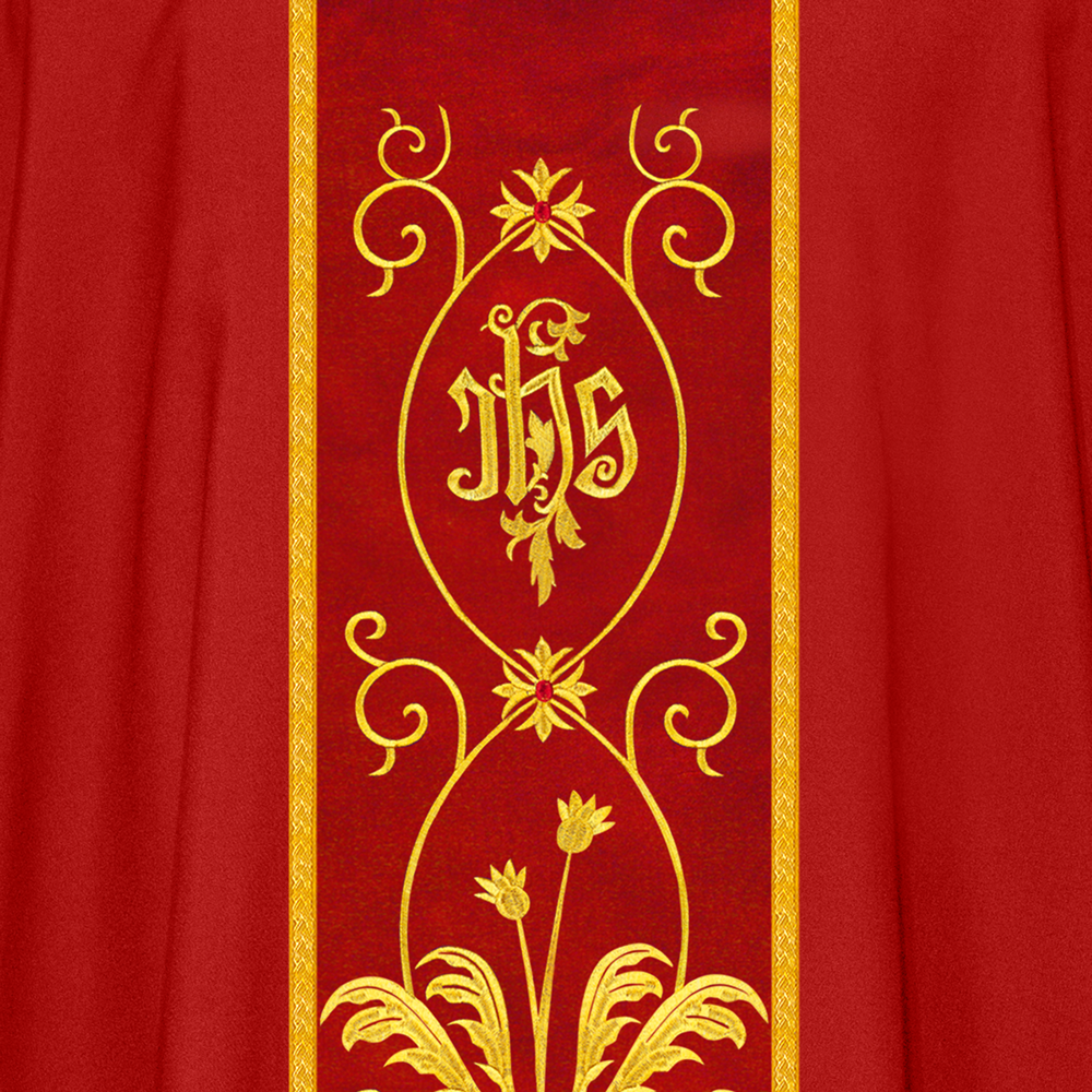 Gothic style chasuble enriched with Spiritual motifs