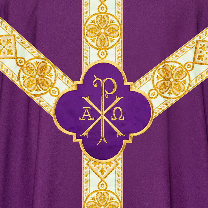 Gothic Chasuble Vestment with Motif and Trims