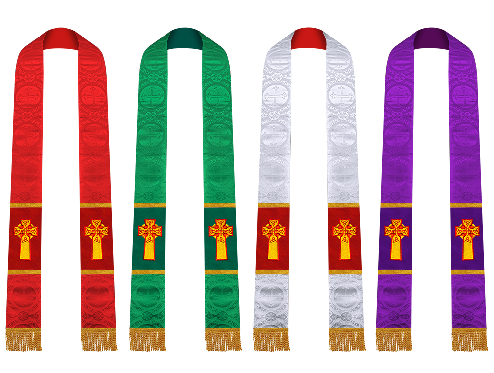 Set of 4 Priest Stole with Celtic Cross Motif