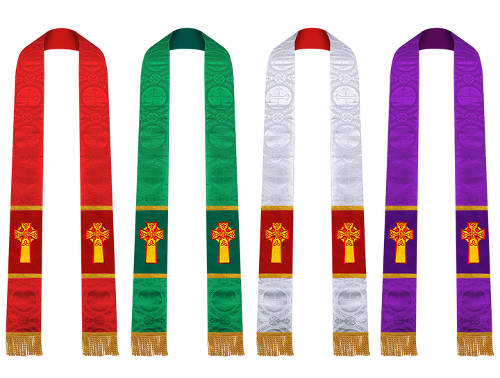 Set of 4 Priest Stole with Celtic Cross Motif