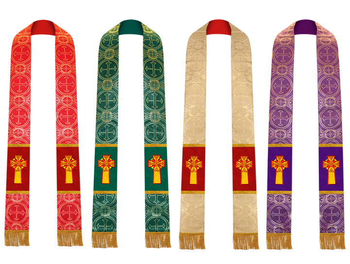 Set of 4 Priest Stole with Celtic Cross Motif