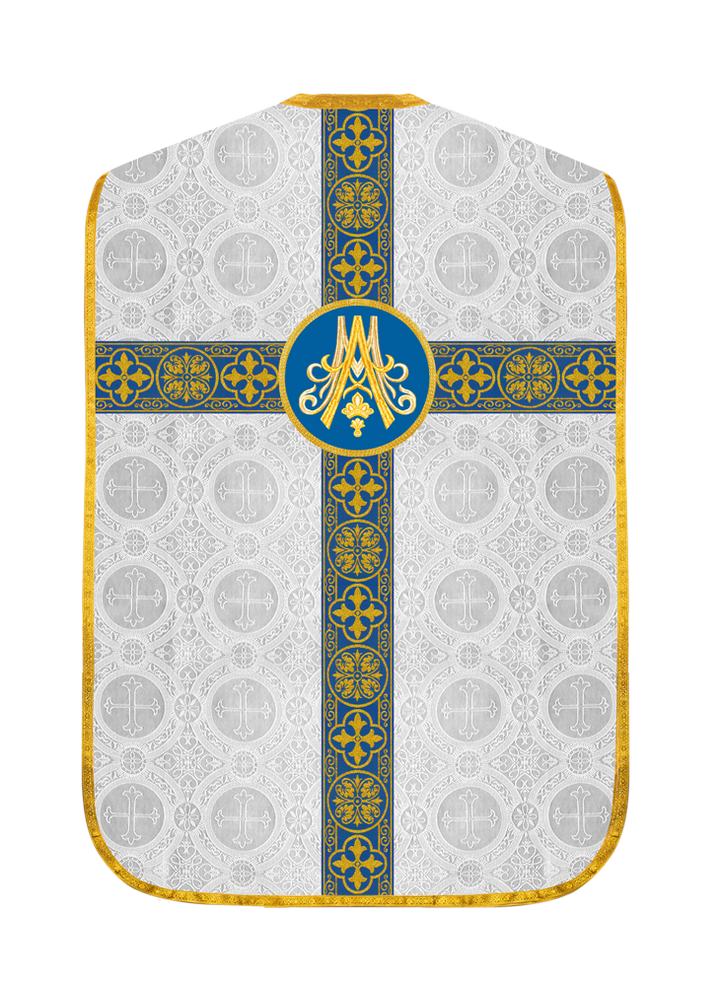 Marian Roman Chasuble with Woven Braided Trims