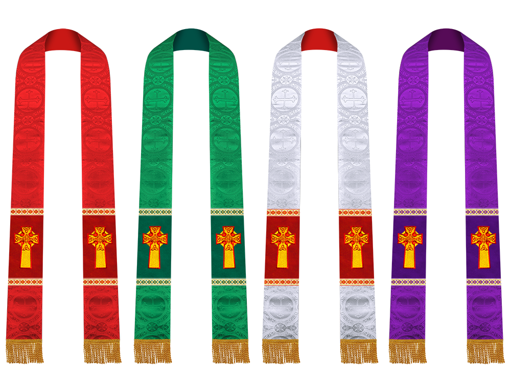 Set of Four Pastor Stole with Spiritual Cross Motif