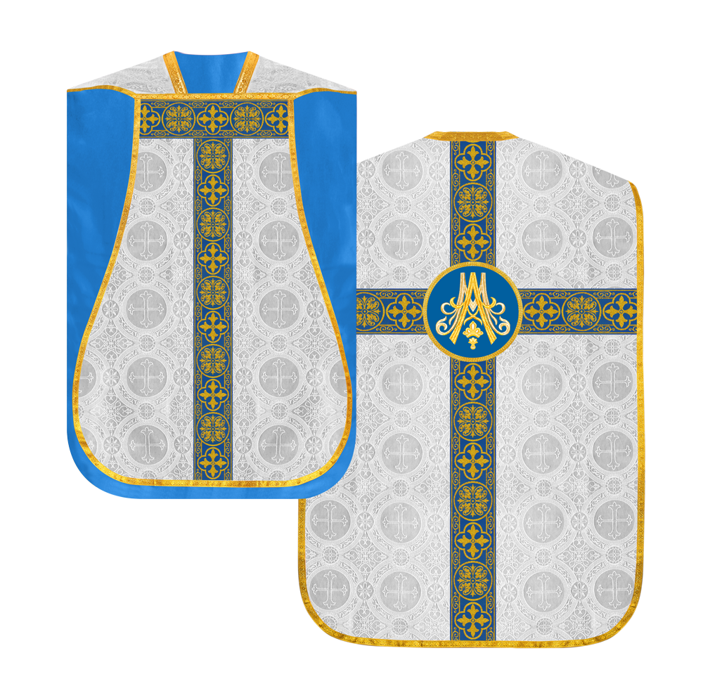 Marian Roman Chasuble with Woven Braided Trims