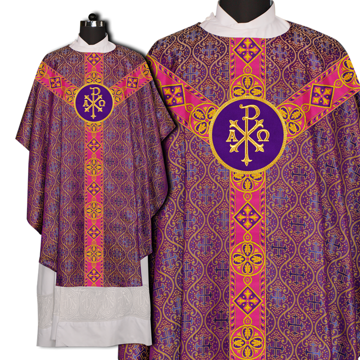 Gothic Chasuble Vestment with Liturgical Motifs