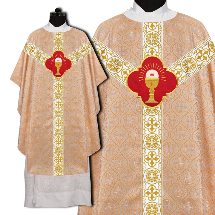 Gothic Chasuble with Embroidered Motif and Orphrey