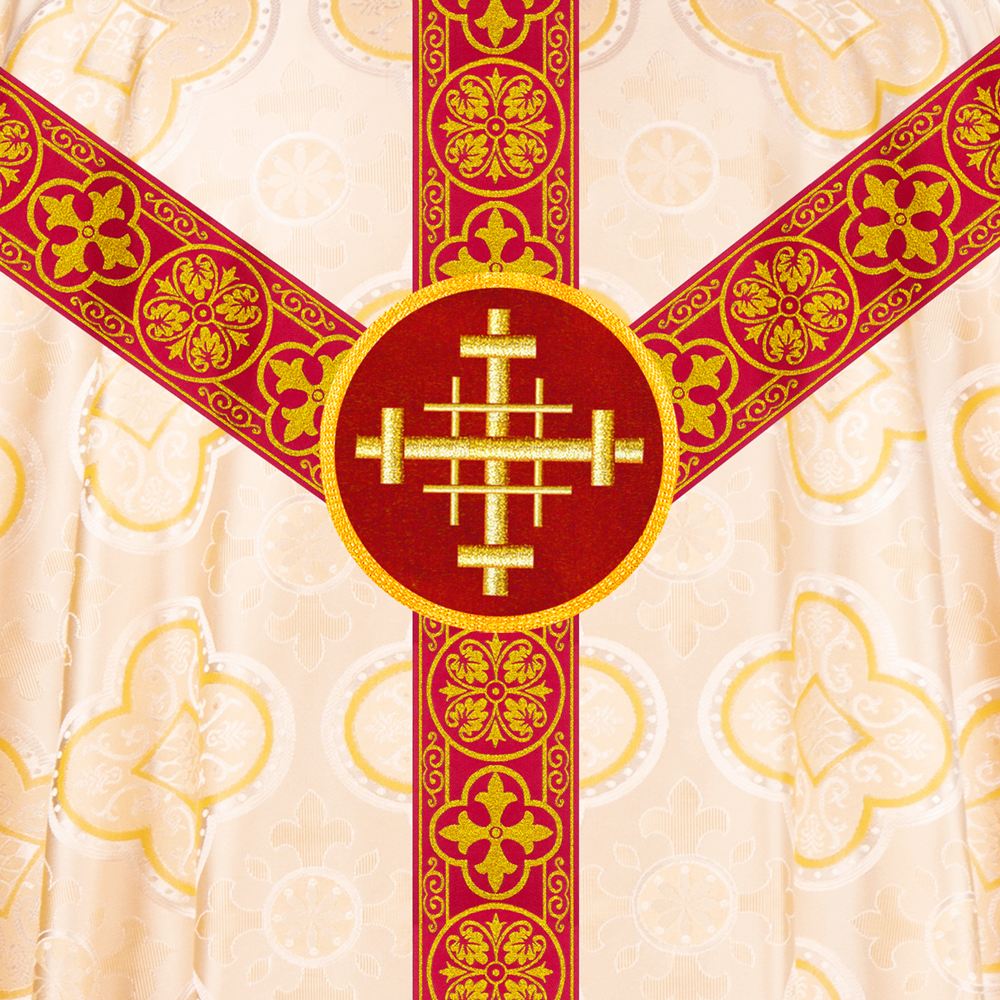 Gothic Chasuble Vestment with woven Braided Trims and Spiritual Motifs