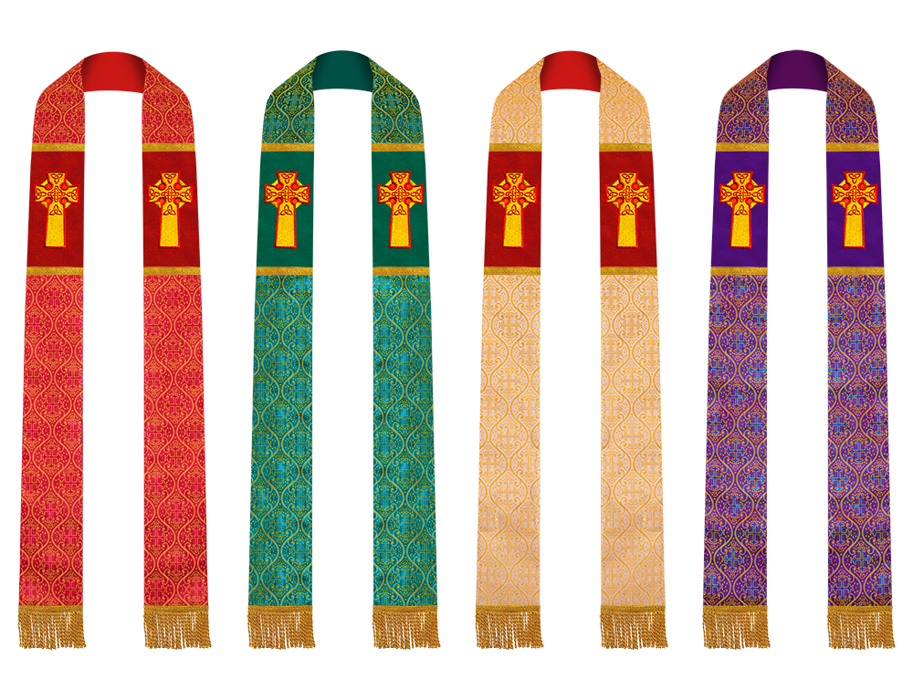 Set of 4 Clergy Stole with Celtic Cross Motif