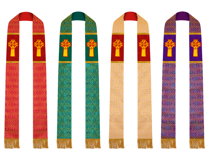 Set of 4 Clergy Stole with Celtic Cross Motif