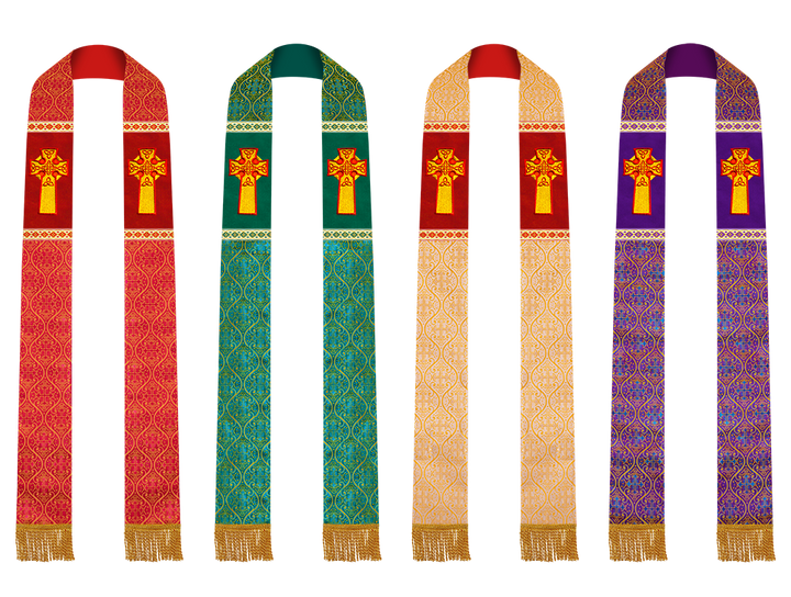 Set of Four Pastor Stole with Spiritual Cross Motif