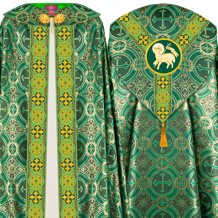 Gothic Cope Vestment with Y Type Motif and Braided Trims