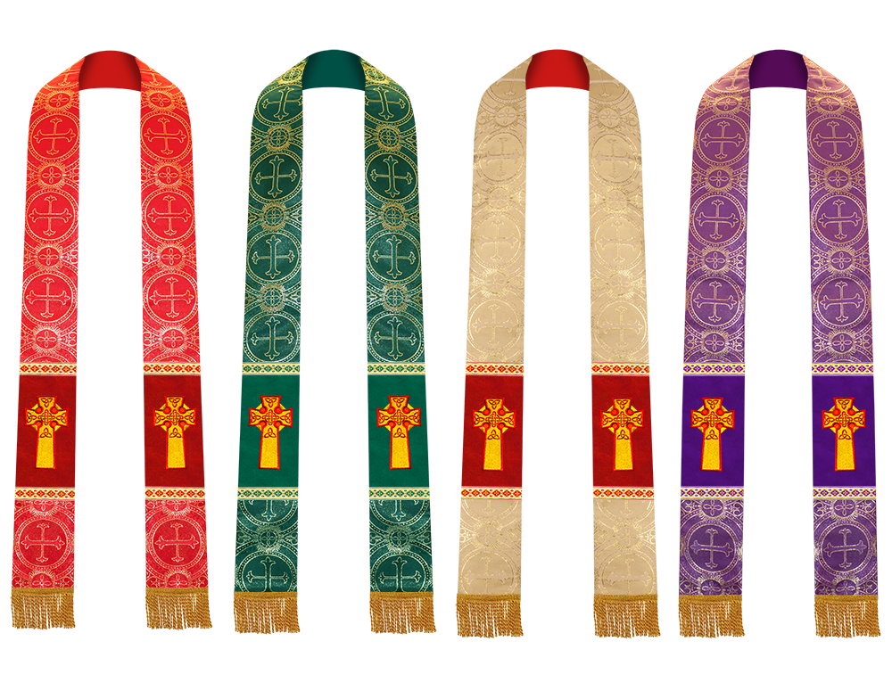 Set of Four Pastor Stole with Spiritual Cross Motif