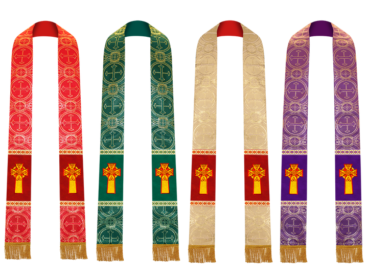 Set of Four Pastor Stole with Spiritual Cross Motif