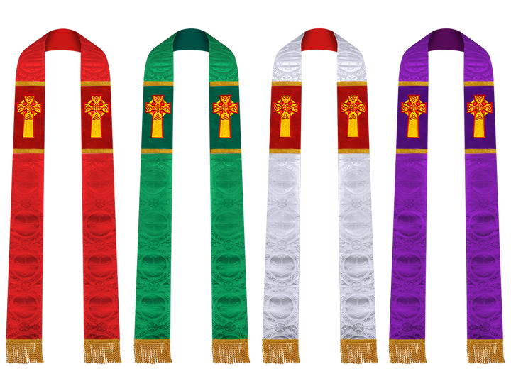 Set of 4 Clergy Stole with Celtic Cross Motif