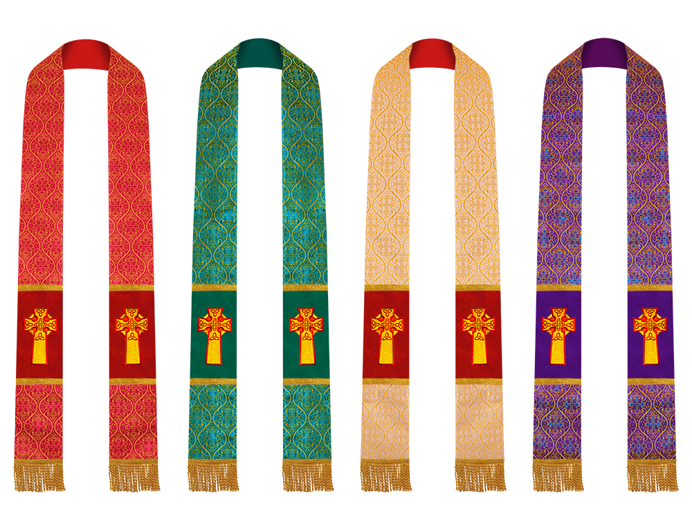 Set of 4 Priest Stole with Celtic Cross Motif