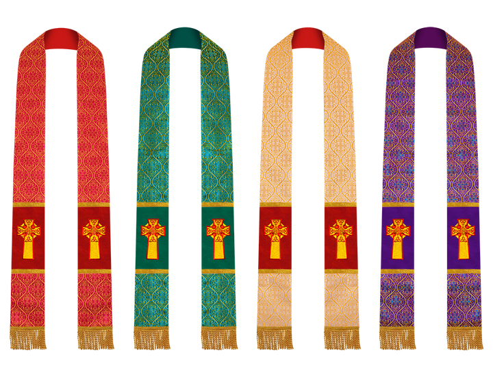 Set of 4 Priest Stole with Celtic Cross Motif