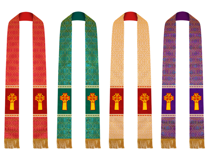 Set of Four Pastor Stole with Spiritual Cross Motif