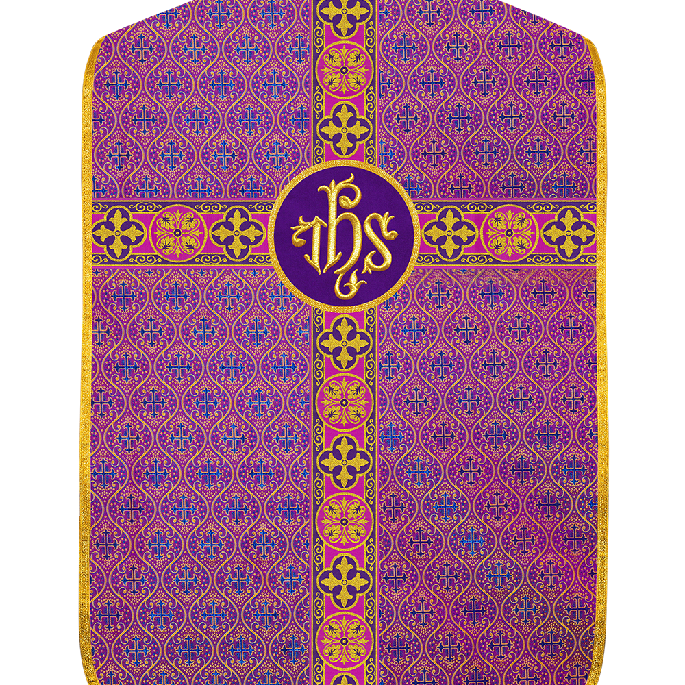 Roman Fiddleback Vestment with Motifs and Braided Trims