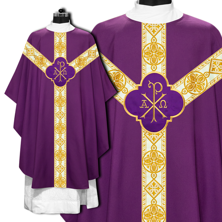 Gothic Chasuble Vestment with Motif and Trims