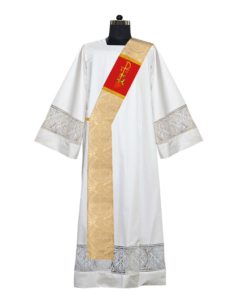 Chi Rho with Grapes Adorned Deacon Stole