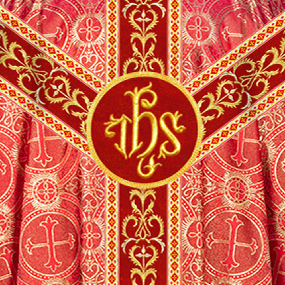 Gothic Chasuble Vestments With Braided Orphrey and trims