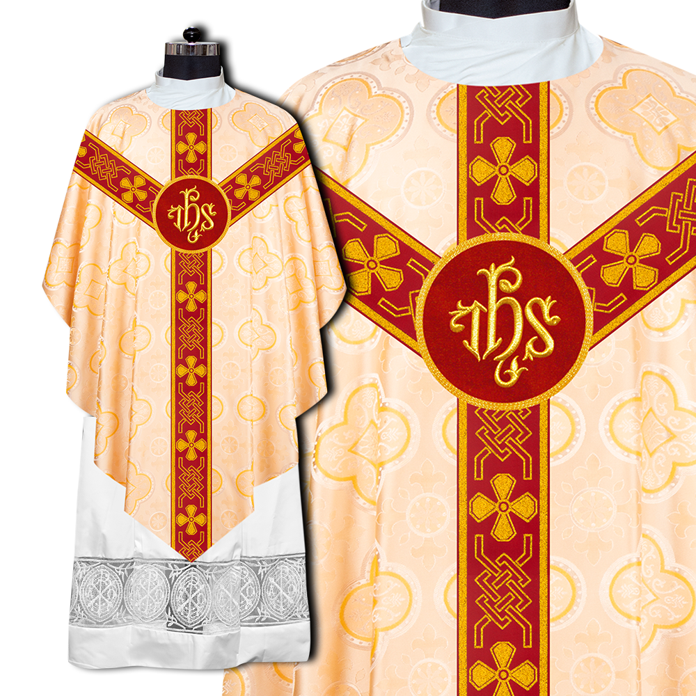 Pugin Chasuble with Liturgical Motif and Trims