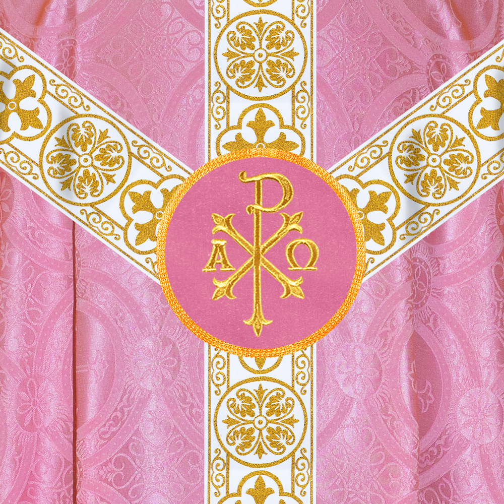 Gothic Chasuble Vestment with Motif and White Orphrey