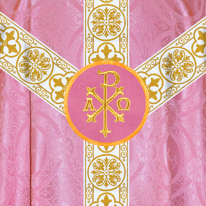 Gothic Chasuble Vestment with Motif and White Orphrey