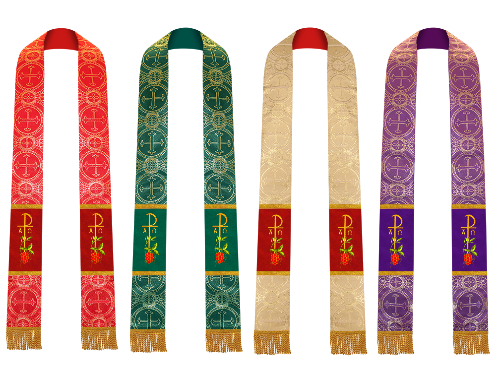 Set of 4 Chi Rho Embroidered Priest Stole