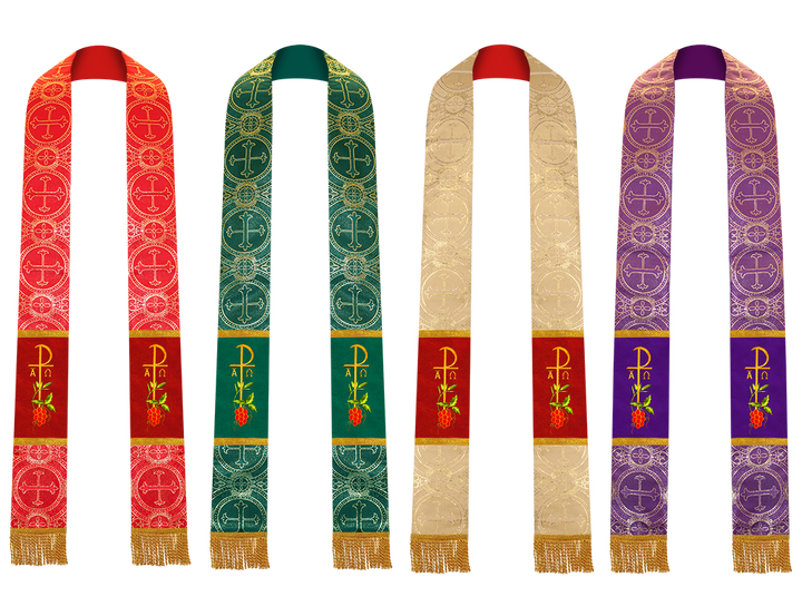 Set of 4 Chi Rho Embroidered Priest Stole