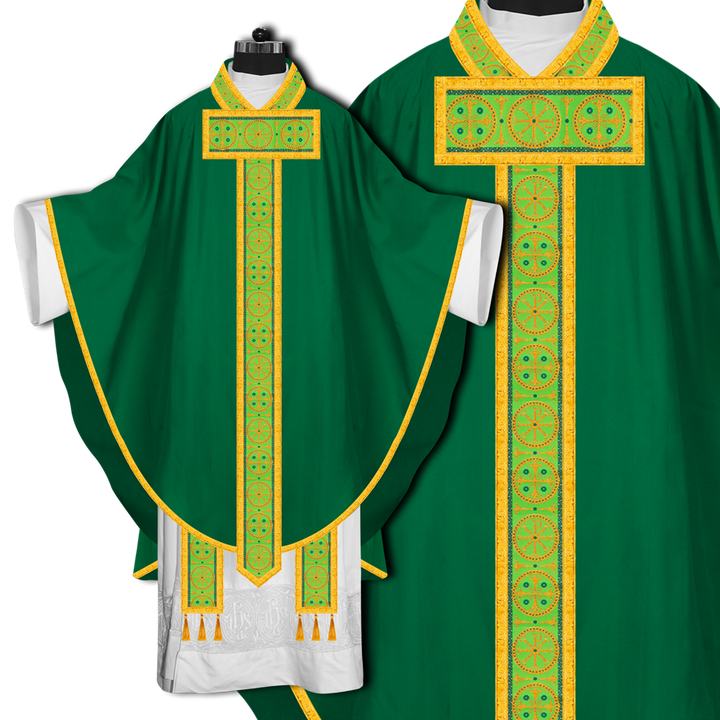 Gothic Chasuble Embellished with Delicate Pax Braided Lace