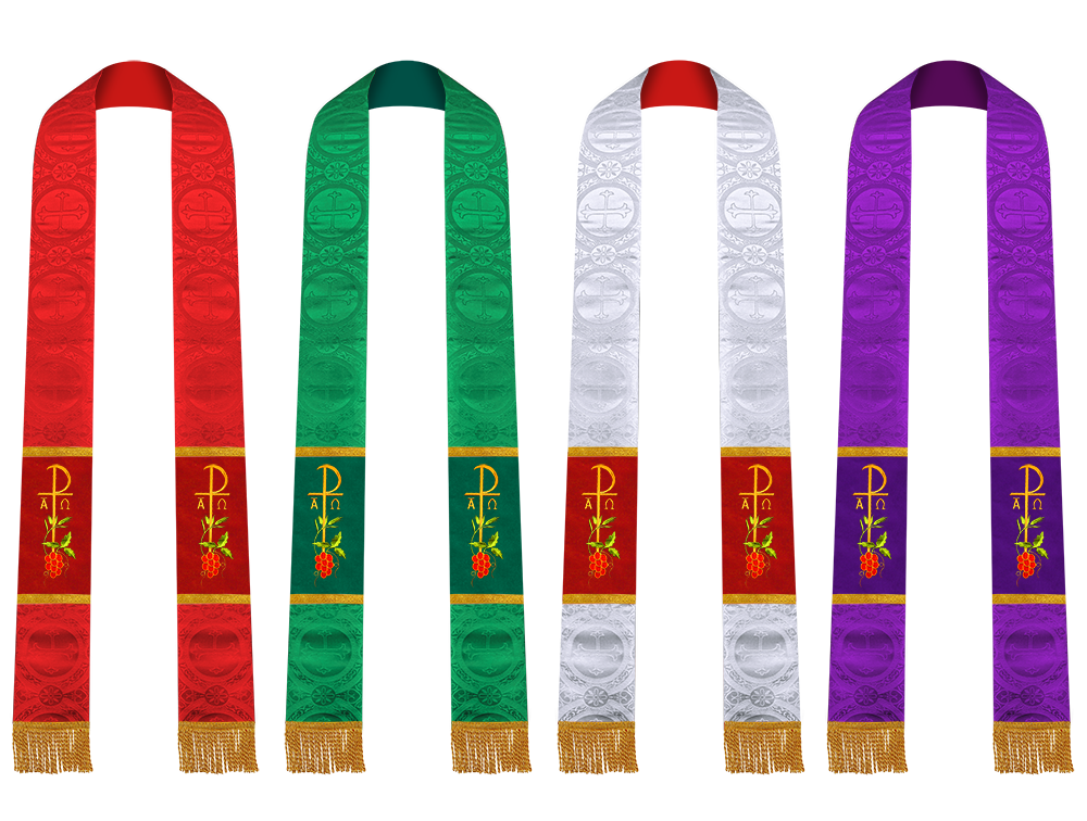 Set of 4 Chi Rho Embroidered Priest Stole