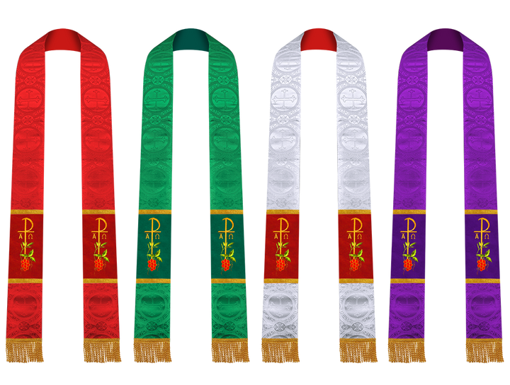 Set of 4 Chi Rho Embroidered Priest Stole