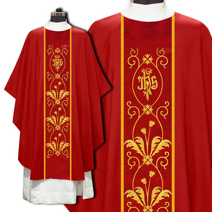 Gothic style chasuble enriched with Spiritual motifs