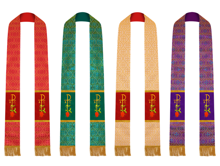 Set of 4 Chi Rho Embroidered Priest Stole