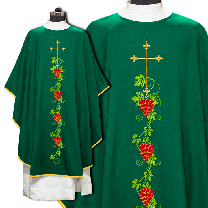 Gothic Chasuble Adorned with Intertwined Cross and Grape Bunches Motif