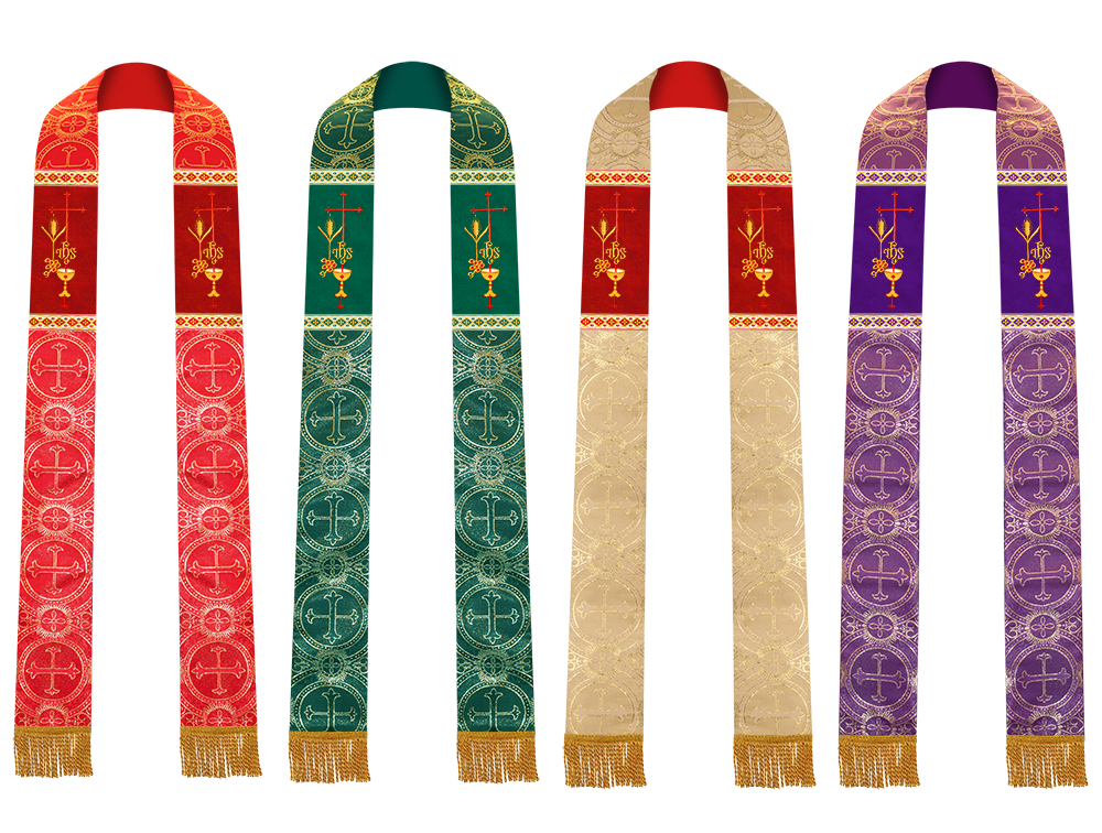 Set of Four Clergy stole with Motif and trims