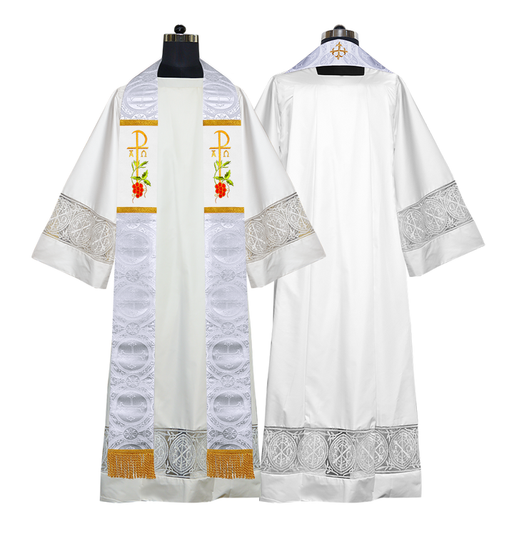 Chi Rho with Grapes Embroidered Clergy Stole