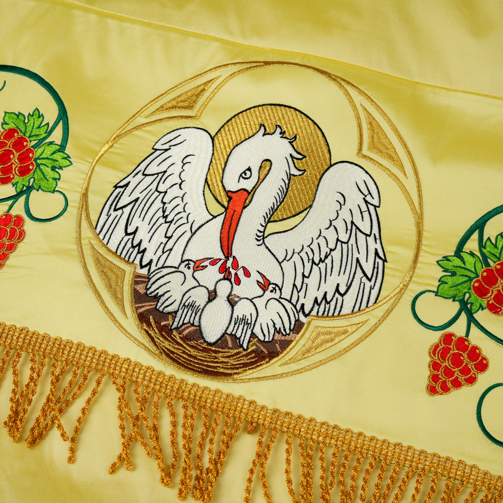 Sacred Processional Canopy, beautifully adorned with the Pelican embroidery