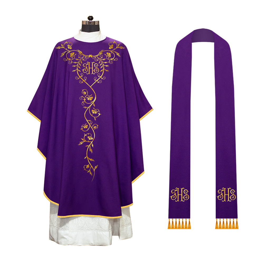 Gothic chasuble with intricate floral embroidery