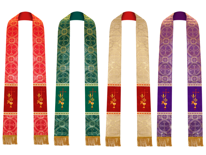 Set of Four Clergy stole with Motif and trims