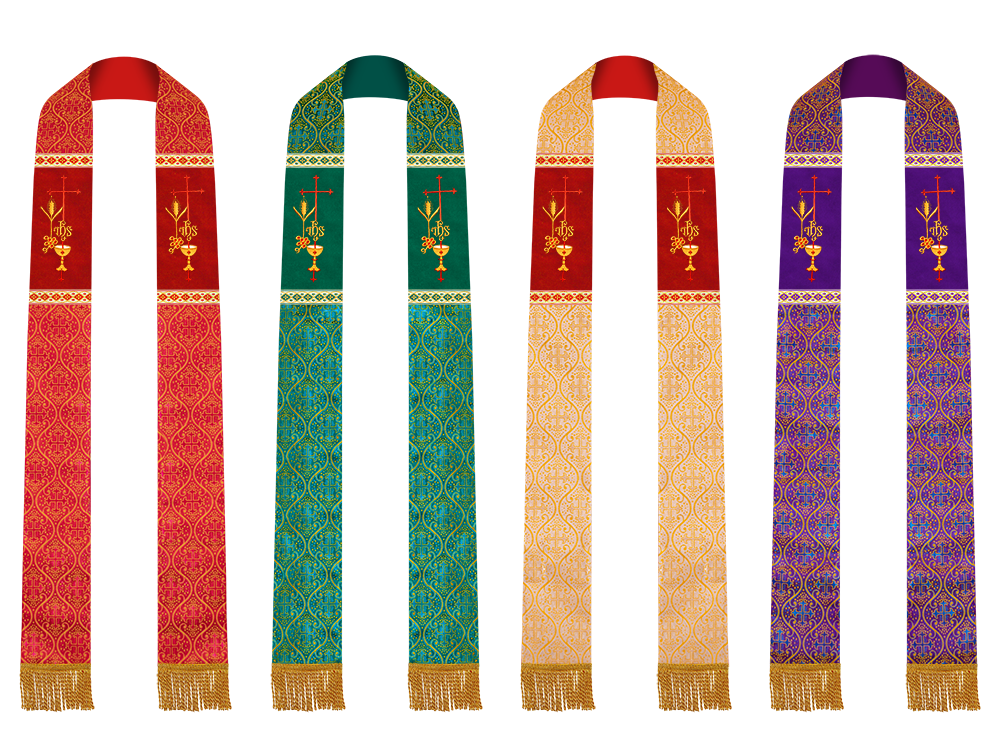 Set of Four Clergy stole with Motif and trims