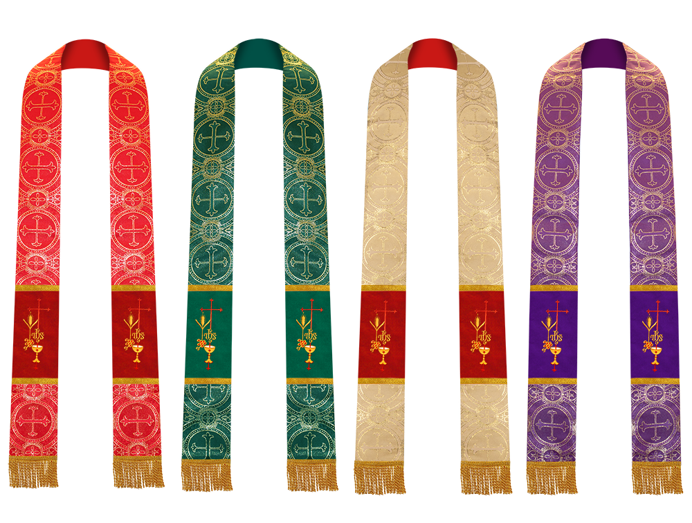 Set of 4 Emmer with IHS Embroidered Priest Stole