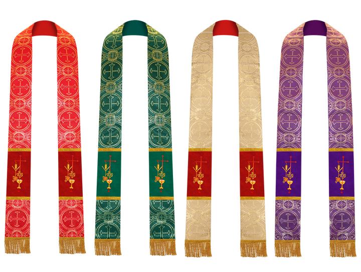 Set of 4 Emmer with IHS Embroidered Priest Stole