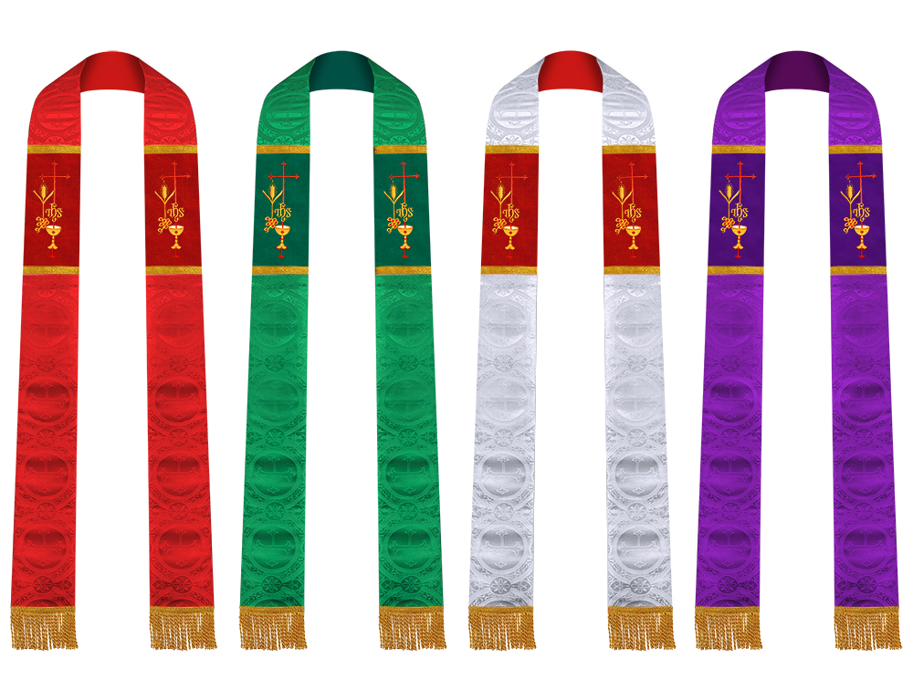 Set of 4 Emmer with IHS Embroidered Clergy Stole