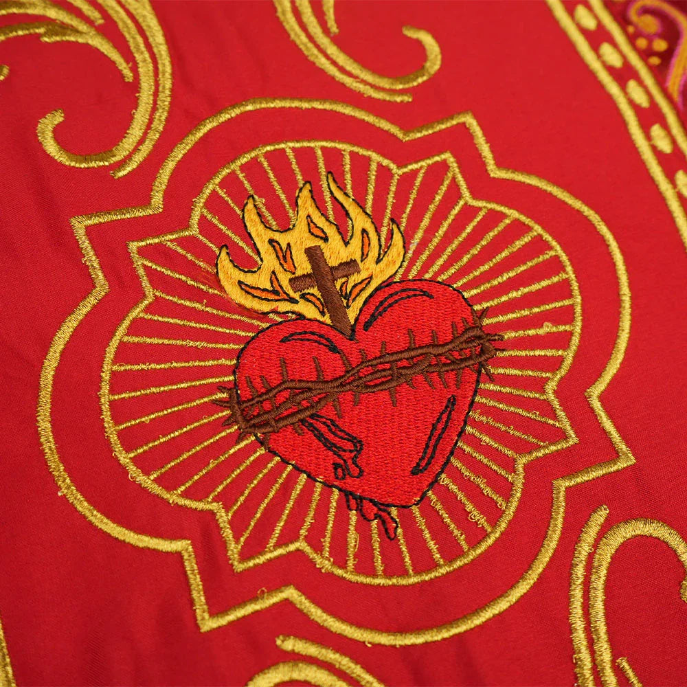 Gothic Style Chasuble with Sacred Heart Embroidered Orphrey