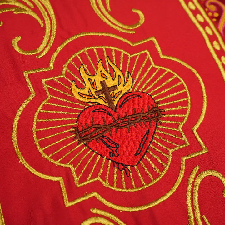 Gothic Style Chasuble with Sacred Heart Embroidered Orphrey