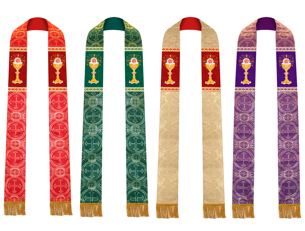 Set of Four Clergy stole with Motif and trims